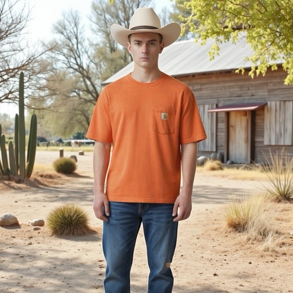Carhartt  🧡Orange Workwear Pocket T-Shirt‎ | Western Cowboy 🤠Crewneck M